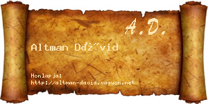 Altman Dávid névjegykártya